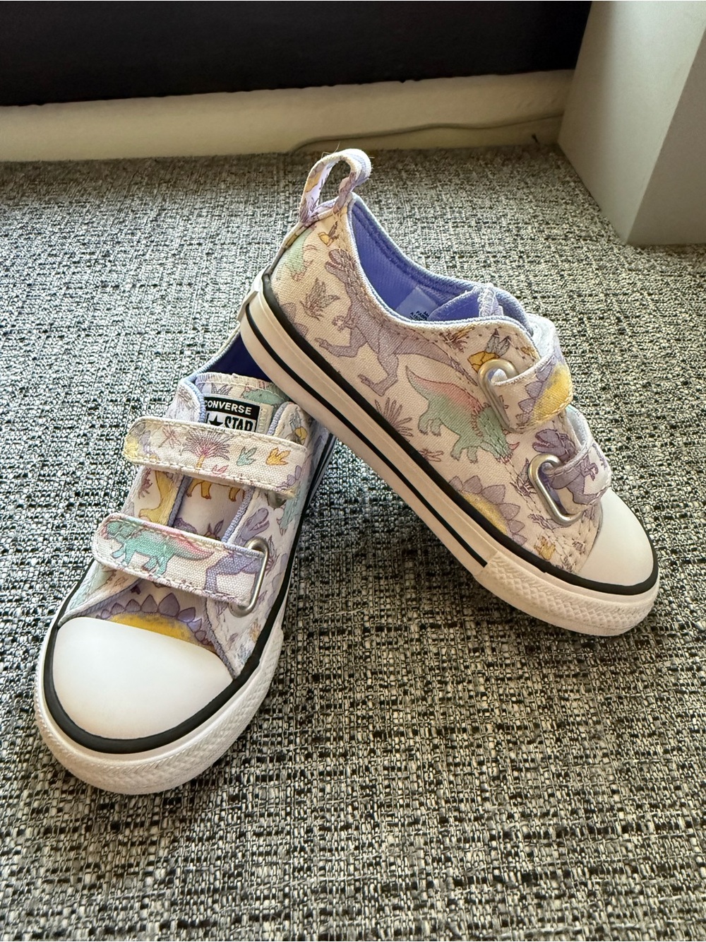 Converse Kids Lavender Dinosaur Velcro Sneakers